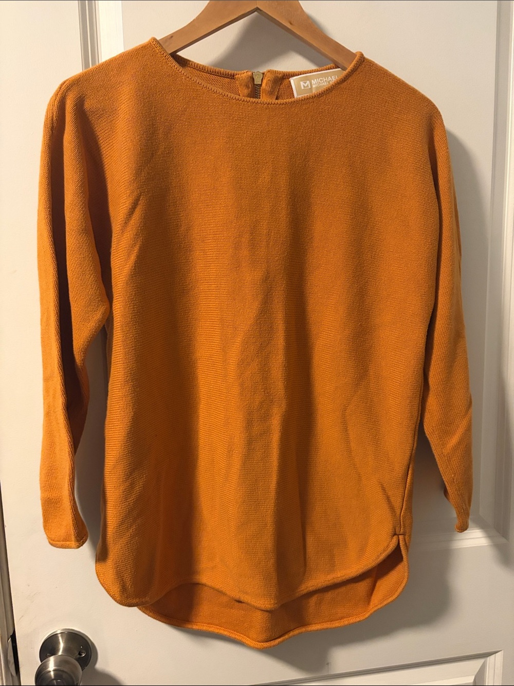 Michael Kors Orange Crewneck Long Sleeve Knit Top